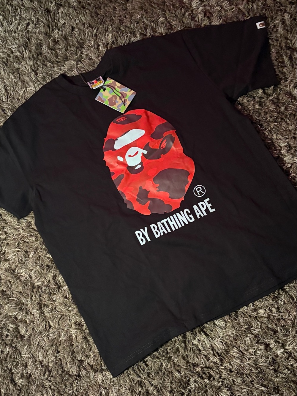 Others Follow Black T-Shirt with Red Camo Ape Graphic